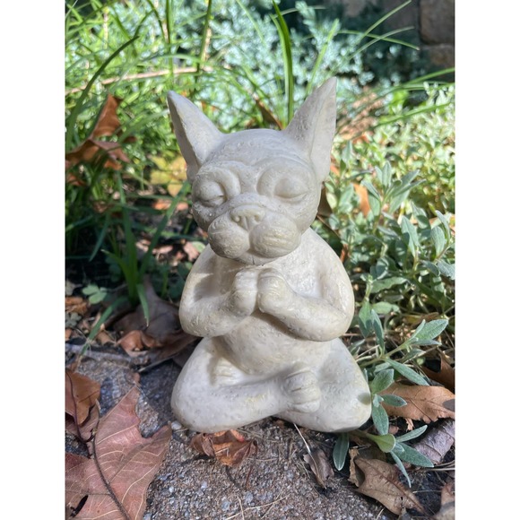 Meditating French Bulldog Statue Ornament Resin Buddha Zen Dog Home Garden Decor - Picture 5 of 8